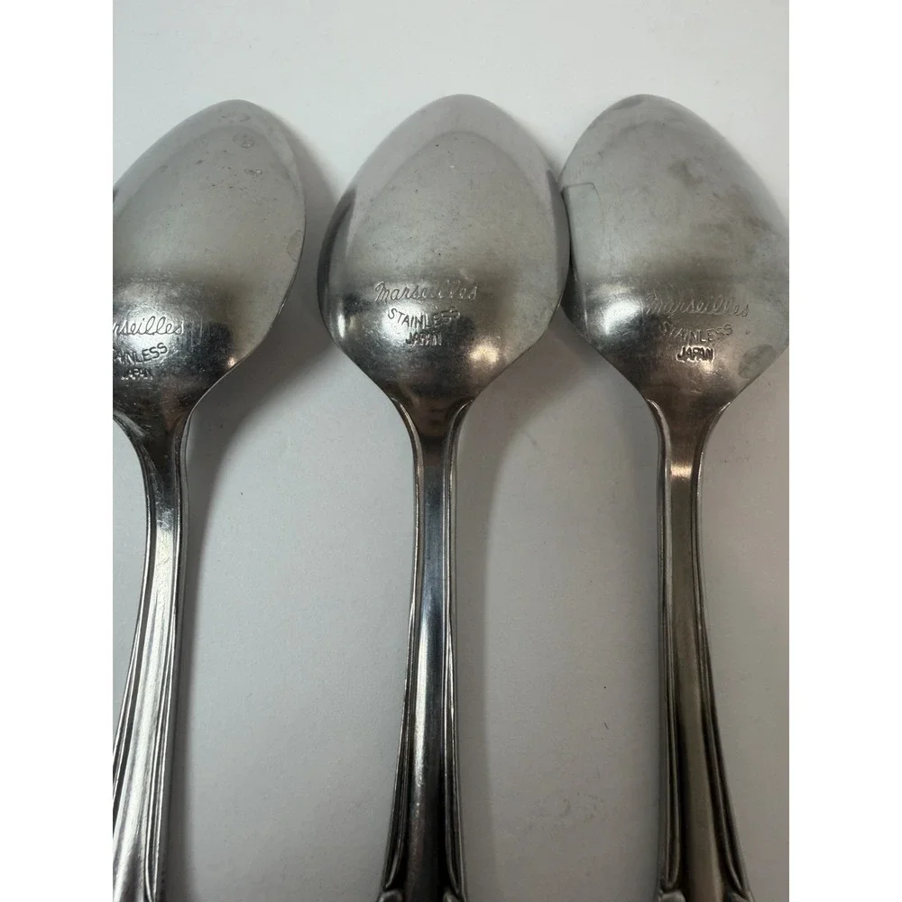 Marseilles Stainless Flatware 4 Teaspoons Floral Vintage Japan